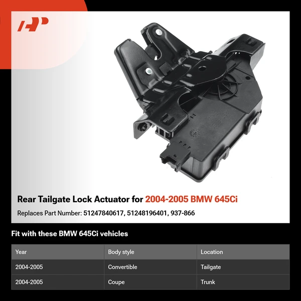 Rear Tailgate Lock Actuator for 2004-2005 BMW 645Ci
