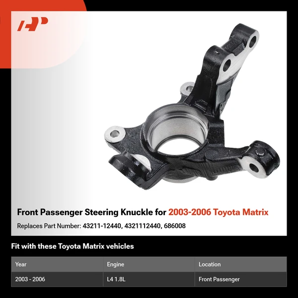 Front Passenger Steering Knuckle for 2003-2006 Toyota Matrix