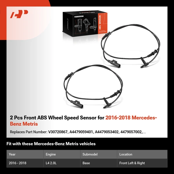 2 Pcs Front ABS Wheel Speed Sensor for 2016-2018 Mercedes-Benz Metris