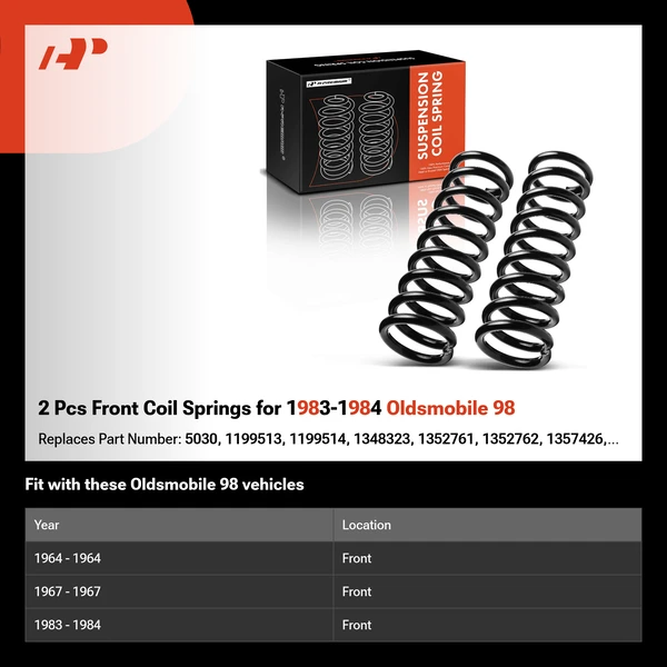 2 Pcs Front Coil Springs for 1983-1984 Oldsmobile 98