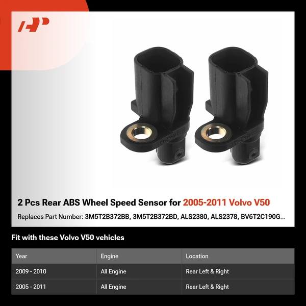2 Pcs Rear ABS Wheel Speed Sensor for 2005-2011 Volvo V50
