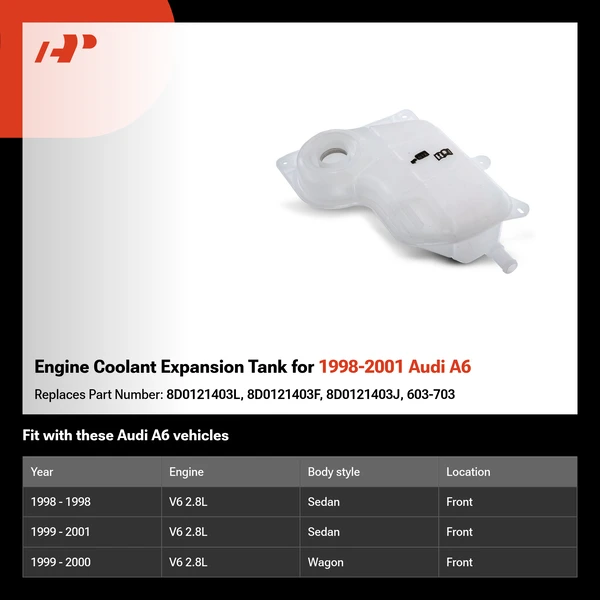 Engine Coolant Expansion Tank for 1998-2001 Audi A6