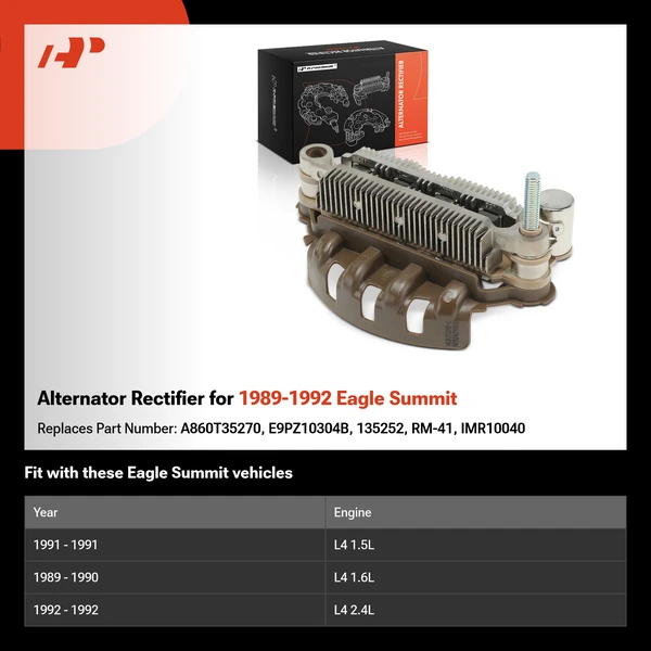 Alternator Rectifier for 1989-1992 Eagle Summit