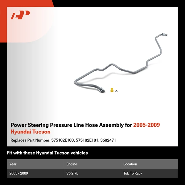 Power Steering Pressure Line Hose Assembly for 2005-2009 Hyundai Tucson