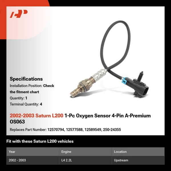 2002-2003 Saturn L200 1-Pc Oxygen Sensor 4-Pin A-Premium OS063