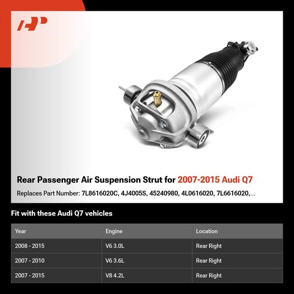 Rear Passenger Air Suspension Strut for 2007-2015 Audi Q7