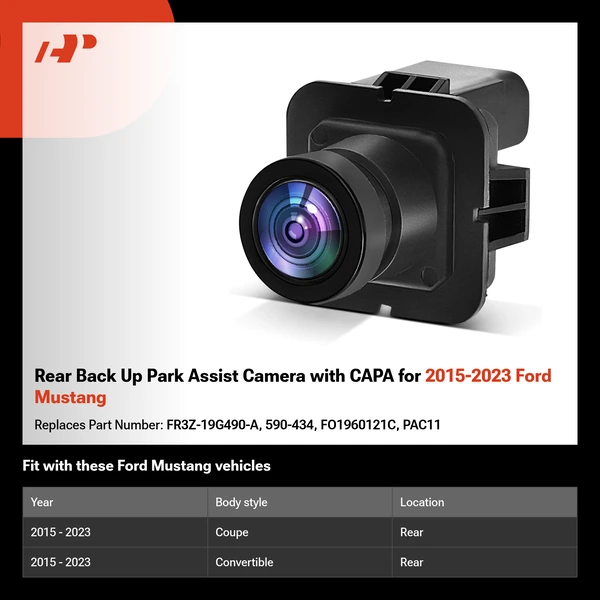 Rear Back Up Park Assist Camera with CAPA for 2015-2023 Ford Mustang