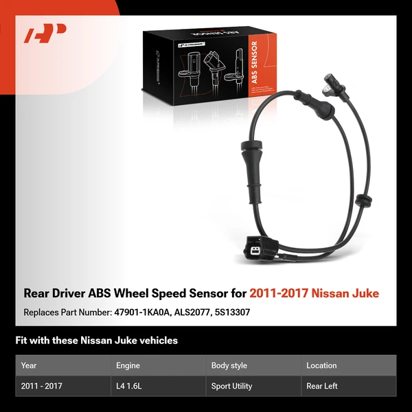 Rear Driver ABS Wheel Speed Sensor for 2011-2017 Nissan Juke