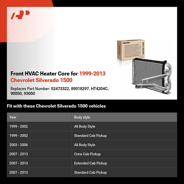 Front HVAC Heater Core for 1999-2013 Chevrolet Silverado 1500