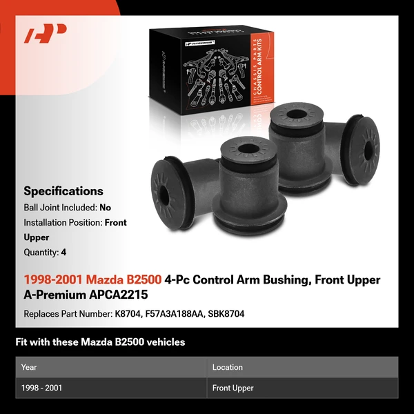 1998-2001 Mazda B2500 4-Pc Control Arm Bushing, Front Upper A-Premium APCA2215