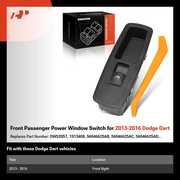 Front Passenger Power Window Switch for 2013-2016 Dodge Dart