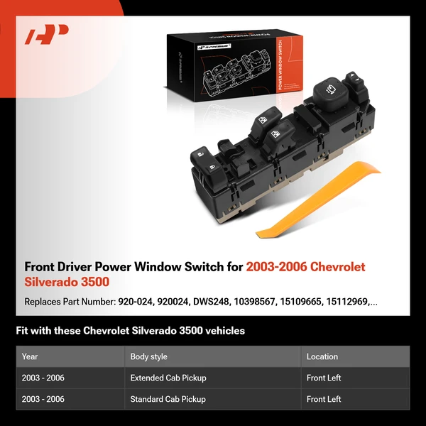 Front Driver Power Window Switch for 2003-2006 Chevrolet Silverado 3500