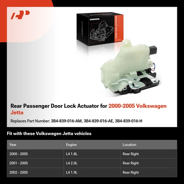 Rear Passenger Door Lock Actuator for 2000-2005 Volkswagen Jetta