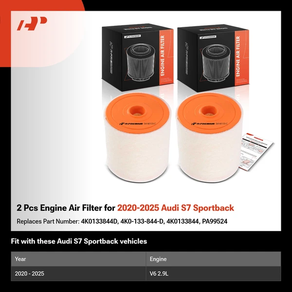 2 Pcs Engine Air Filter for 2020-2025 Audi S7 Sportback