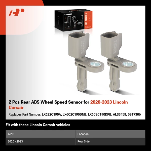 2 Pcs Rear ABS Wheel Speed Sensor for 2020-2023 Lincoln Corsair