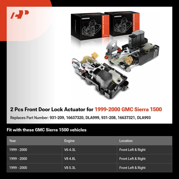 2 Pcs Front Door Lock Actuator for 1999-2000 GMC Sierra 1500