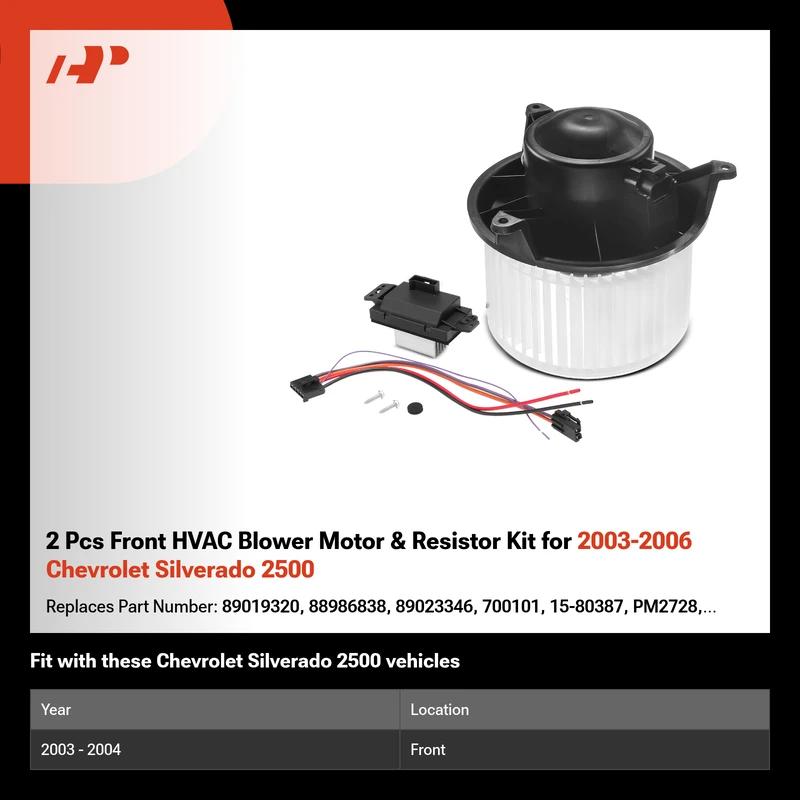 2 Pcs Front HVAC Blower Motor & Resistor Kit for 2003-2006 Chevrolet Silverado 2500