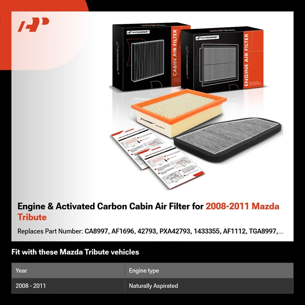 Engine & Activated Carbon Cabin Air Filter for 2008-2011 Mazda Tribute