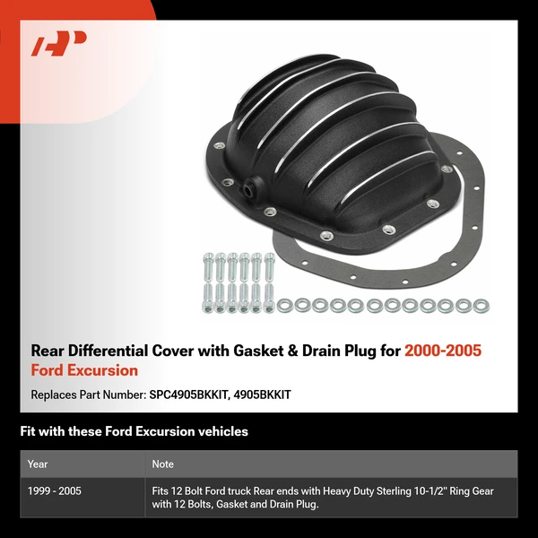 Rear Differential Cover with Gasket & Drain Plug for 2000-2005 Ford Excursion