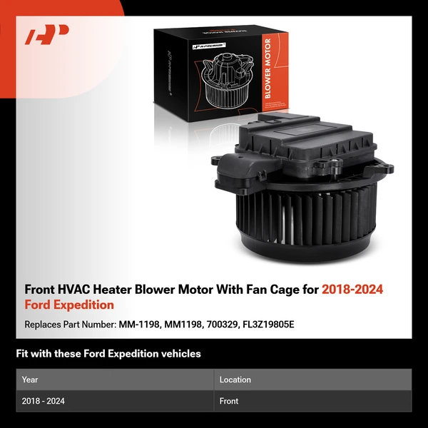 Front HVAC Heater Blower Motor With Fan Cage for 2018-2024 Ford Expedition
