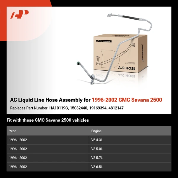 AC Liquid Line Hose Assembly for 1996-2002 GMC Savana 2500