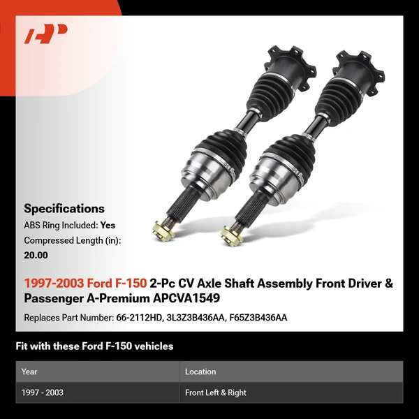1997-2003 Ford F-150 2-Pc CV Axle Shaft Assembly Front Driver & Passenger A-Premium APCVA1549