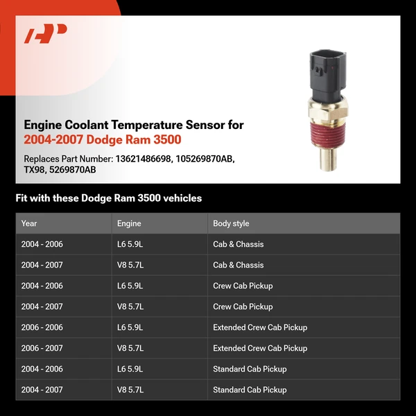 Engine Coolant Temperature Sensor for 2004-2007 Dodge Ram 3500