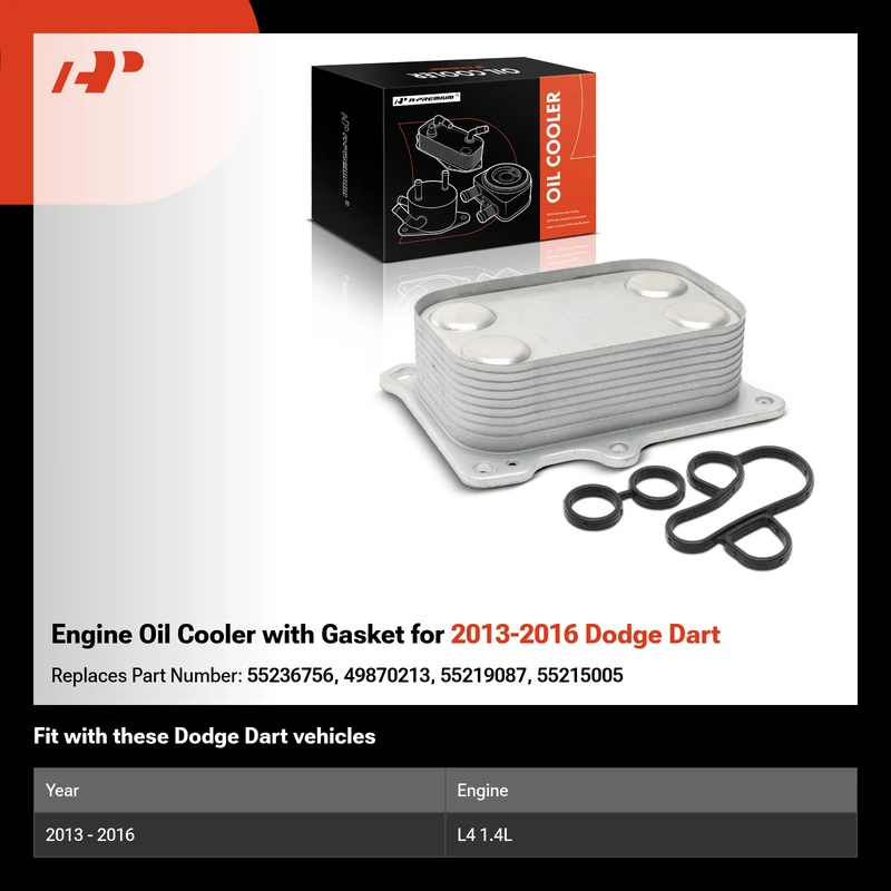 Engine Oil Cooler with Gasket for 2013-2016 Dodge Dart