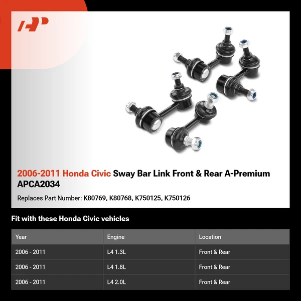 2006-2011 Honda Civic Sway Bar Link Front & Rear A-Premium APCA2034