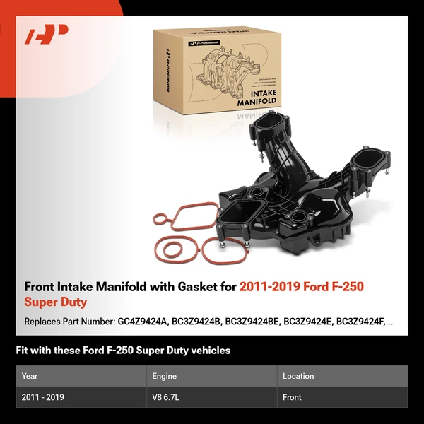 Front Intake Manifold with Gasket for 2011-2019 Ford F-250 Super Duty
