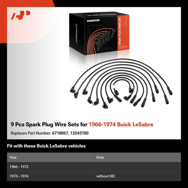 9 Pcs Spark Plug Wire Sets for 1966-1974 Buick LeSabre