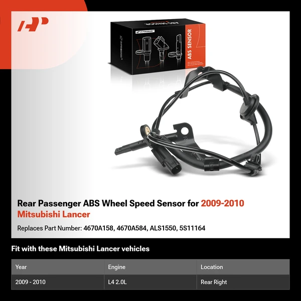 Rear Passenger ABS Wheel Speed Sensor for 2009-2010 Mitsubishi Lancer