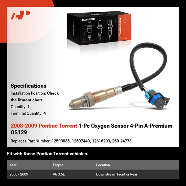 2008-2009 Pontiac Torrent 1-Pc Oxygen Sensor 4-Pin A-Premium OS129