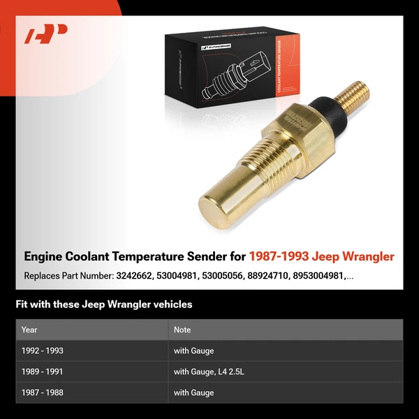 Engine Coolant Temperature Sender for 1987-1993 Jeep Wrangler