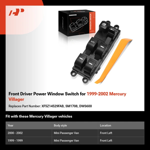 Front Driver Power Window Switch for 1999-2002 Mercury Villager