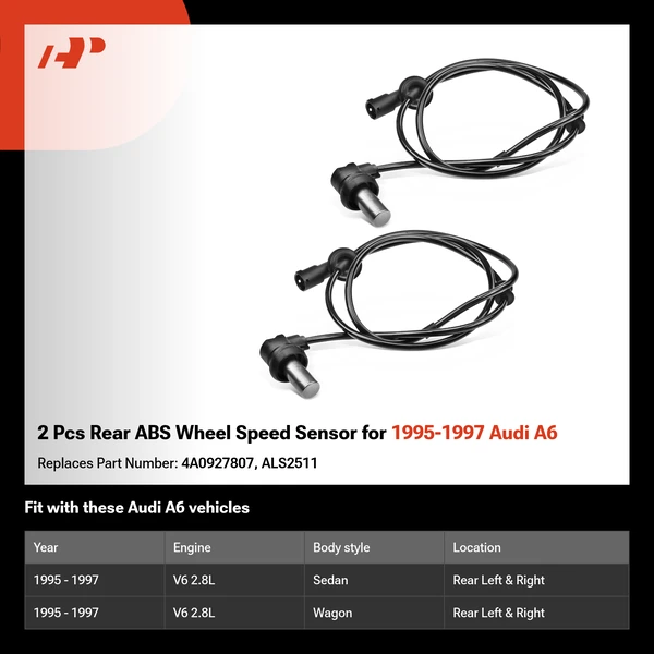 2 Pcs Rear ABS Wheel Speed Sensor for 1995-1997 Audi A6