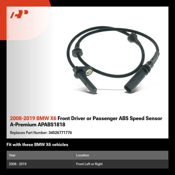 2008-2019 BMW X6 Front Driver or Passenger ABS Speed Sensor A-Premium APABS1818