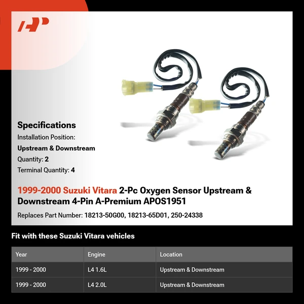 1999-2000 Suzuki Vitara 2-Pc Oxygen Sensor Upstream & Downstream 4-Pin A-Premium APOS1951