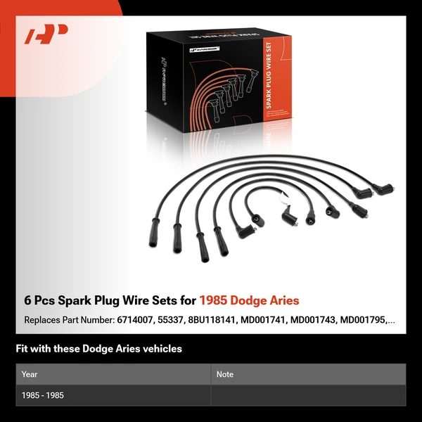 6 Pcs Spark Plug Wire Sets for 1985 Dodge Aries
