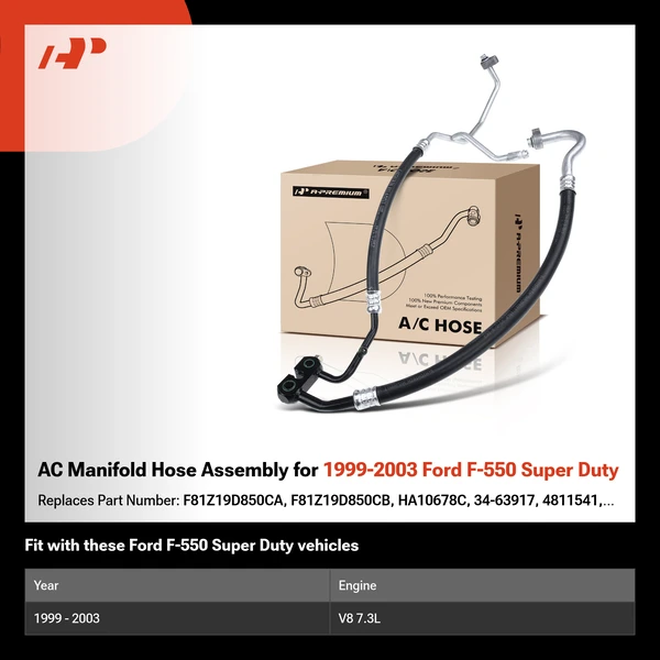 AC Manifold Hose Assembly for 1999-2003 Ford F-550 Super Duty