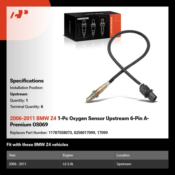2006-2011 BMW Z4 1-Pc Oxygen Sensor Upstream 6-Pin A-Premium OS069
