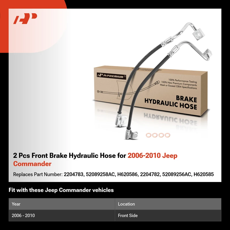 2 Pcs Front Brake Hydraulic Hose for 2006-2010 Jeep Commander