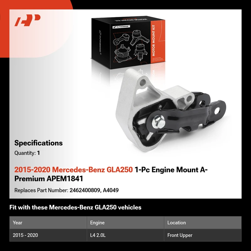 2015-2020 Mercedes-Benz GLA250 1-Pc Engine Mount A-Premium APEM1841