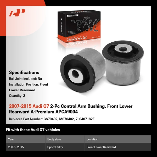 2007-2015 Audi Q7 2-Pc Control Arm Bushing, Front Lower Rearward A-Premium APCA9004