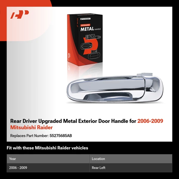 Rear Driver Upgraded Metal Exterior Door Handle for 2006-2009 Mitsubishi Raider