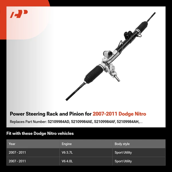 Power Steering Rack and Pinion for 2007-2011 Dodge Nitro