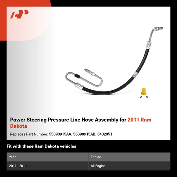 Power Steering Pressure Line Hose Assembly for 2011 Ram Dakota