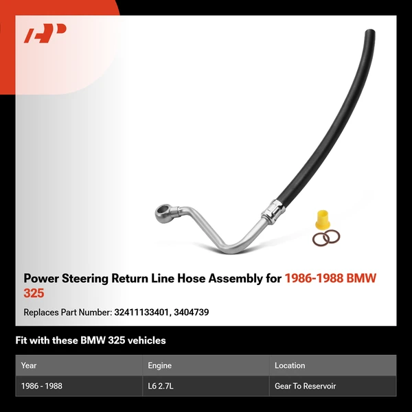 Power Steering Return Line Hose Assembly for 1986-1988 BMW 325
