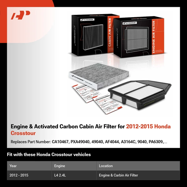 Engine & Activated Carbon Cabin Air Filter for 2012-2015 Honda Crosstour