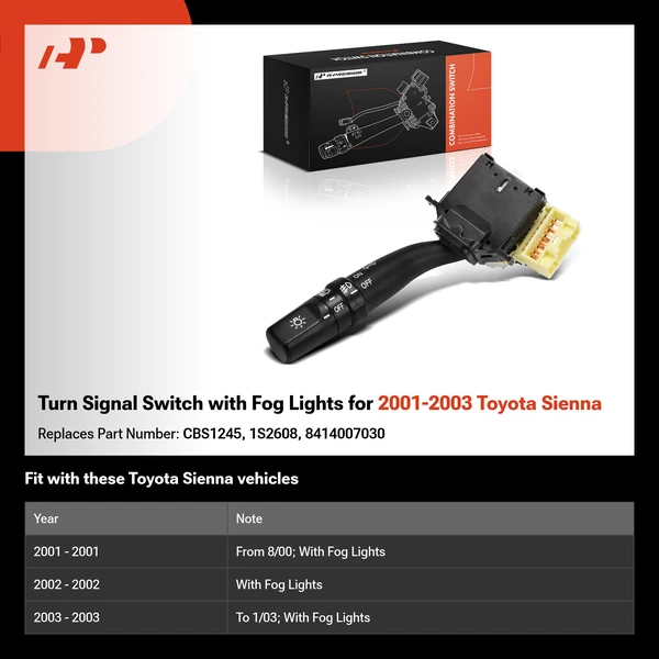 Turn Signal Switch with Fog Lights for 2001-2003 Toyota Sienna